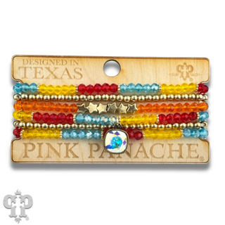 Faceted, round and star bead bracelet stack, Austrian crystal