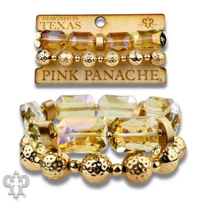 Octagon shape faceted bead bracelet stack