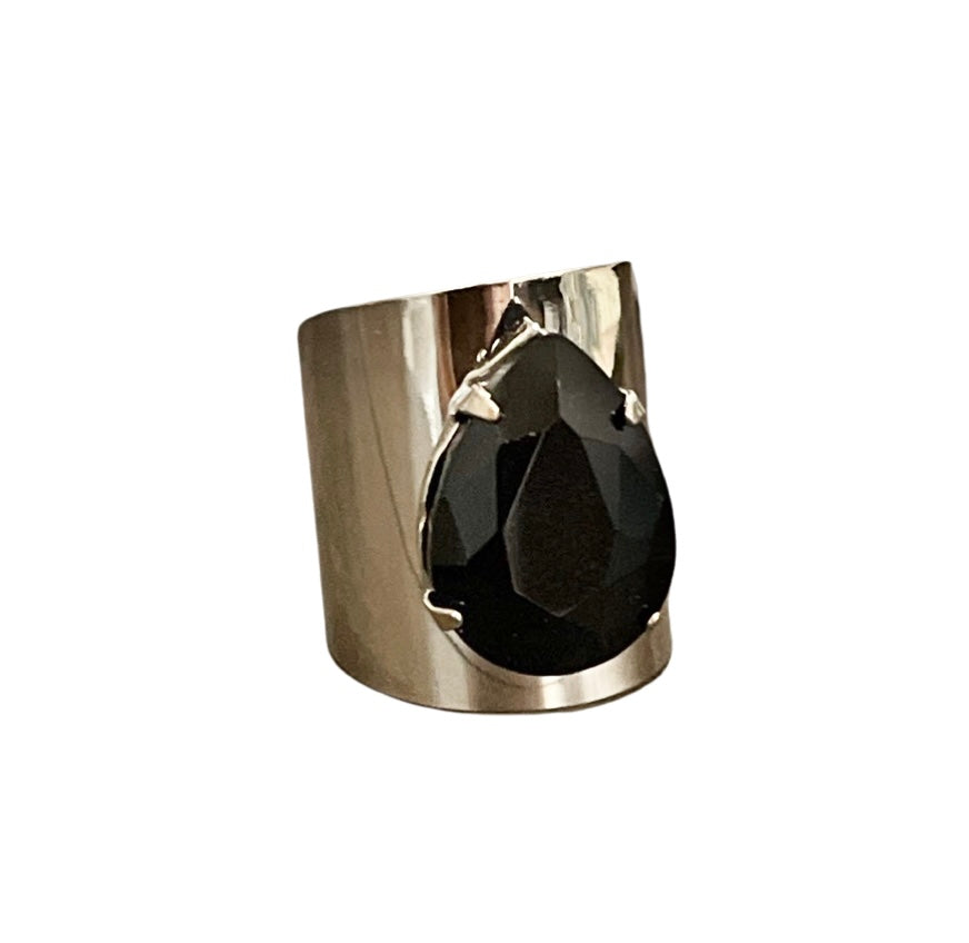 Rhinestone teardrop adjustable base ring