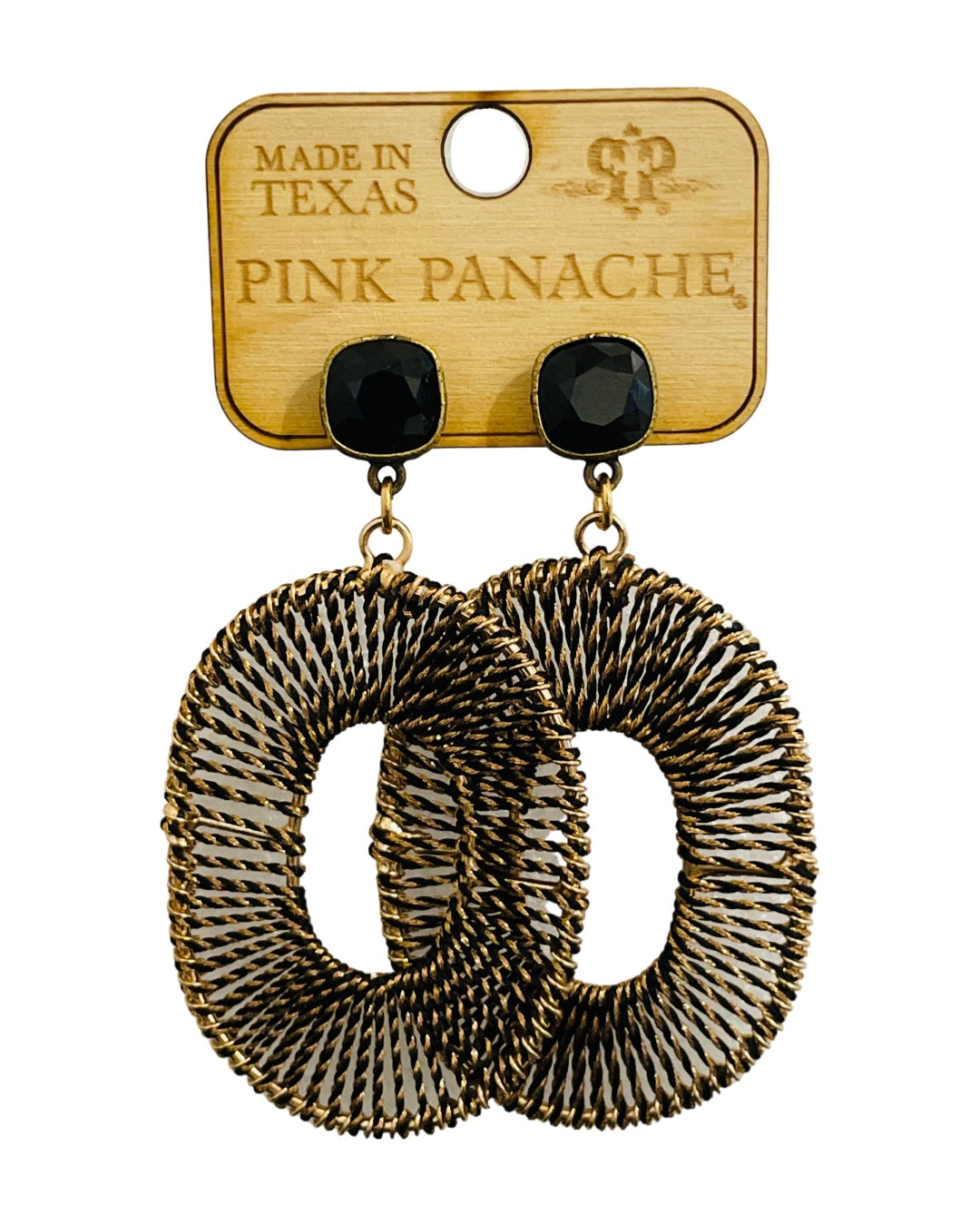 Thread woven oval earring with Austrian crystal