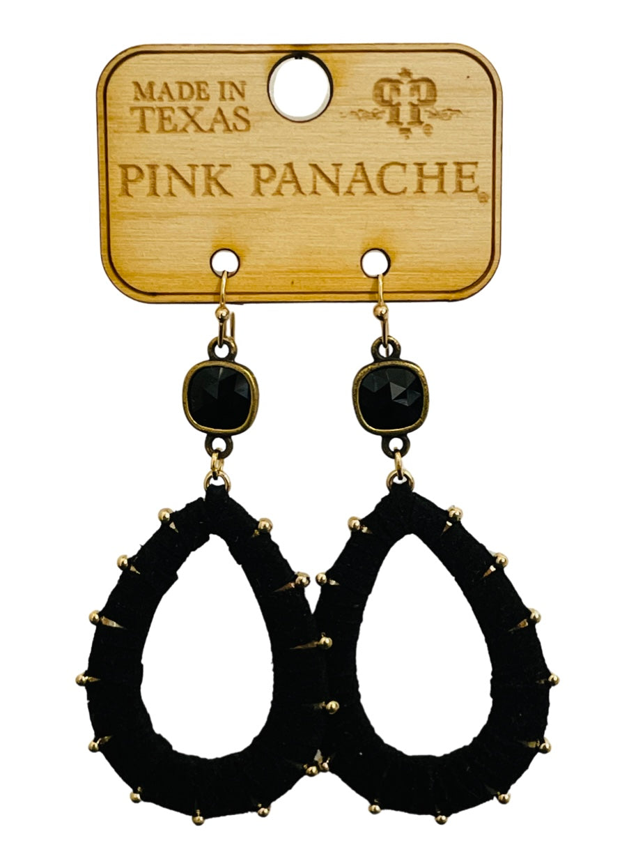 Cream suede teardrop and Austrian crystal dangle earring