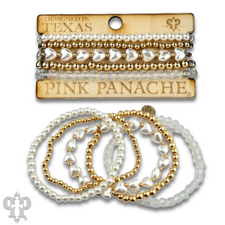 Puffed heart acrylic pearl bracelet