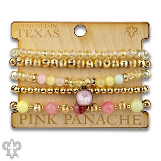 Gold and glass bead bracelet with Austrian crystal