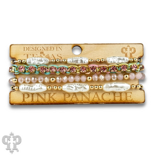 Rhinestone slide and variety bead bracelet set, curvy fit