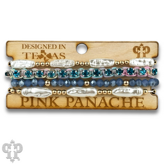 Rhinestone slide and variety bead bracelet set, curvy fit