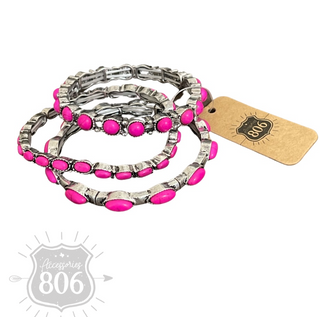 Three piece stone stretch bracelet set