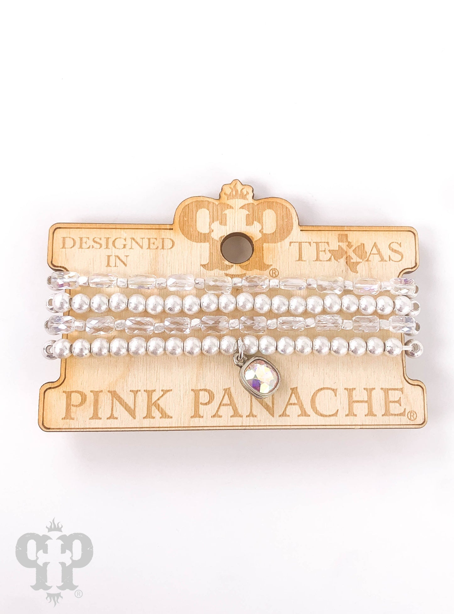 Gold and tube bead bracelet set with Austrian crystal