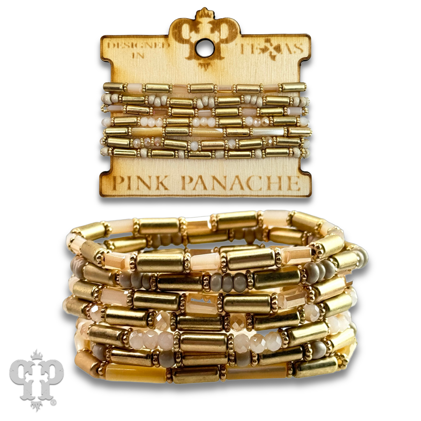 Matte gold and mixed bead bracelet