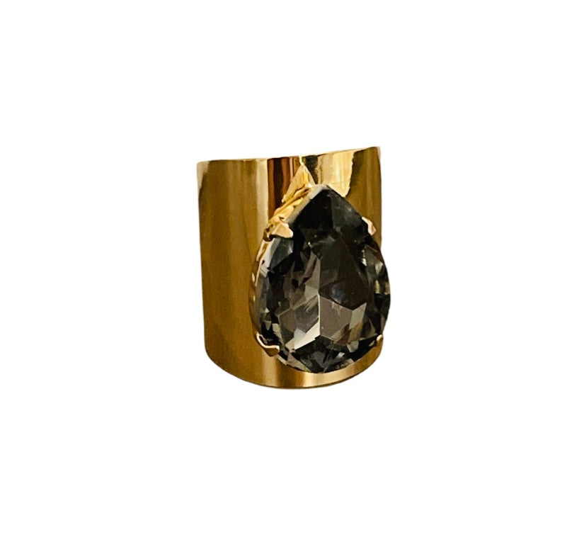 Rhinestone teardrop adjustable base ring