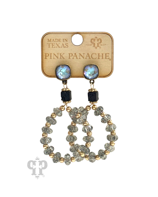 Crackle glass and stone earring, Austrian crystal