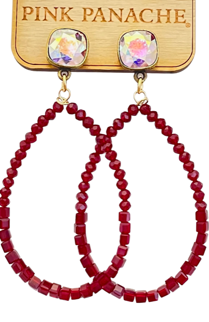 Round and square bead earring with Austrian crystal