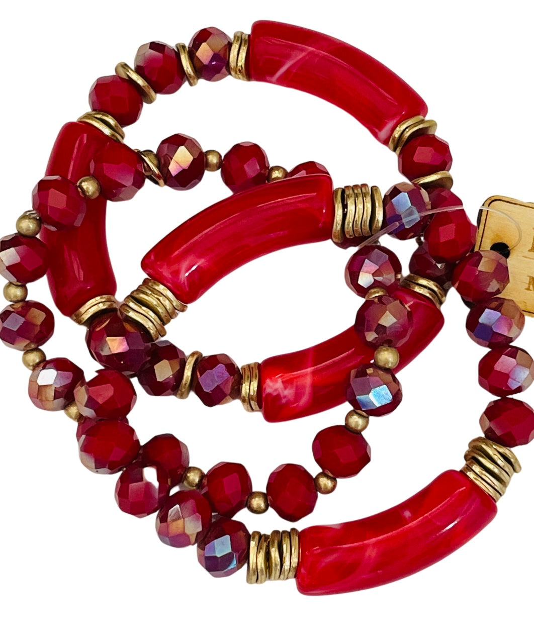 Faceted bead and bamboo tube bracelet