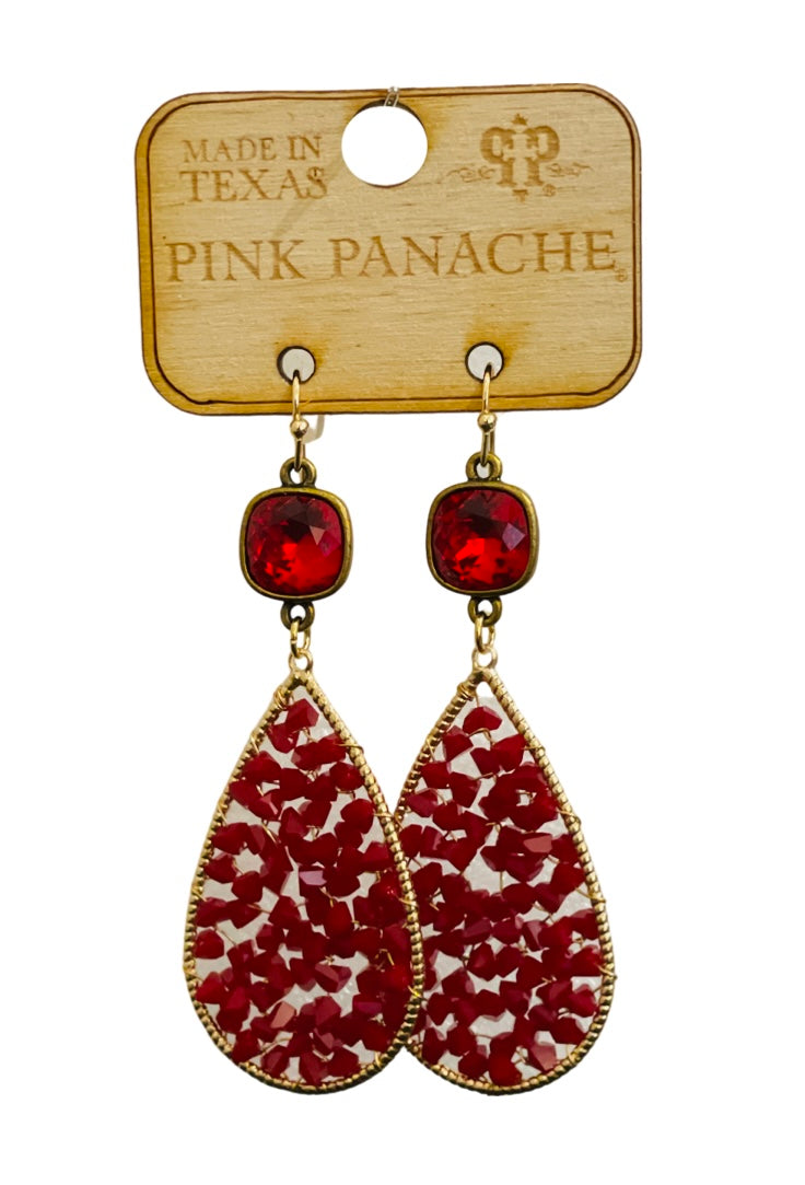 Woven bead teardrop earring, Austrian crystal