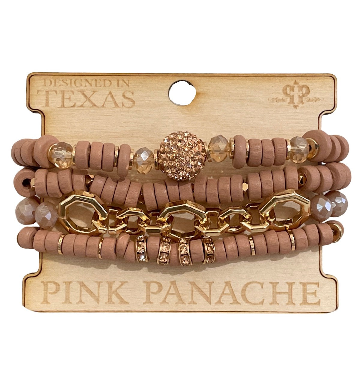 Rubberized saucer bead bracelet stack