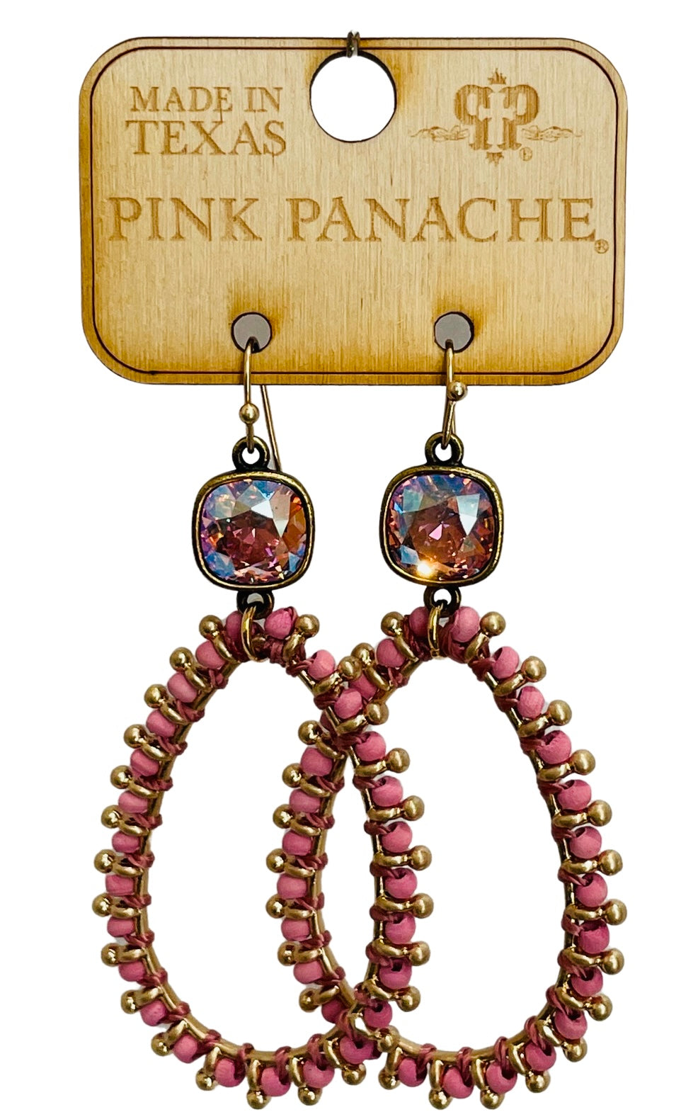 Thread wapped bead teardrop earring with Austrian crystal