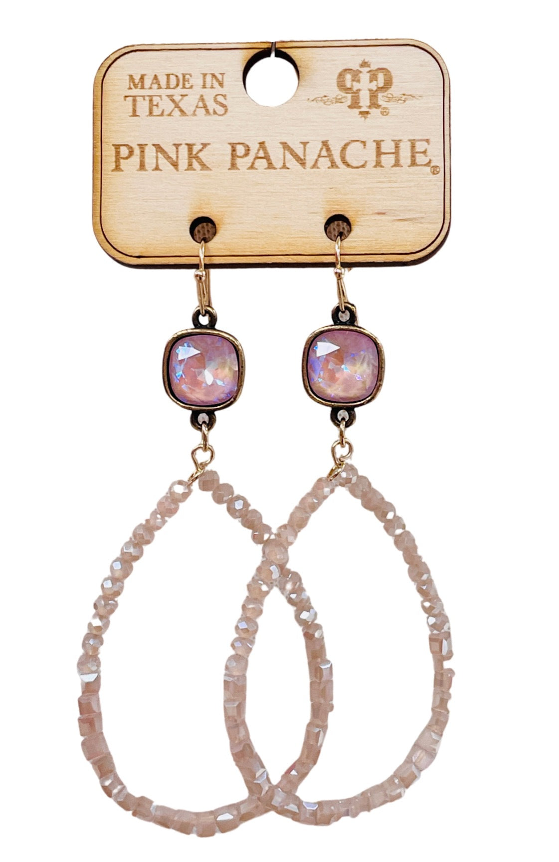 Round and square bead earring with Austrian crystal