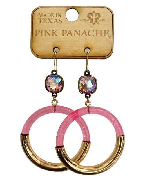 Large acrylic circle earring, Austrian crystal