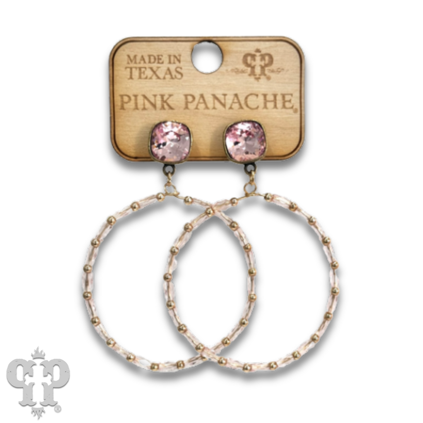 Rice bead circle earring with Austrian crystal