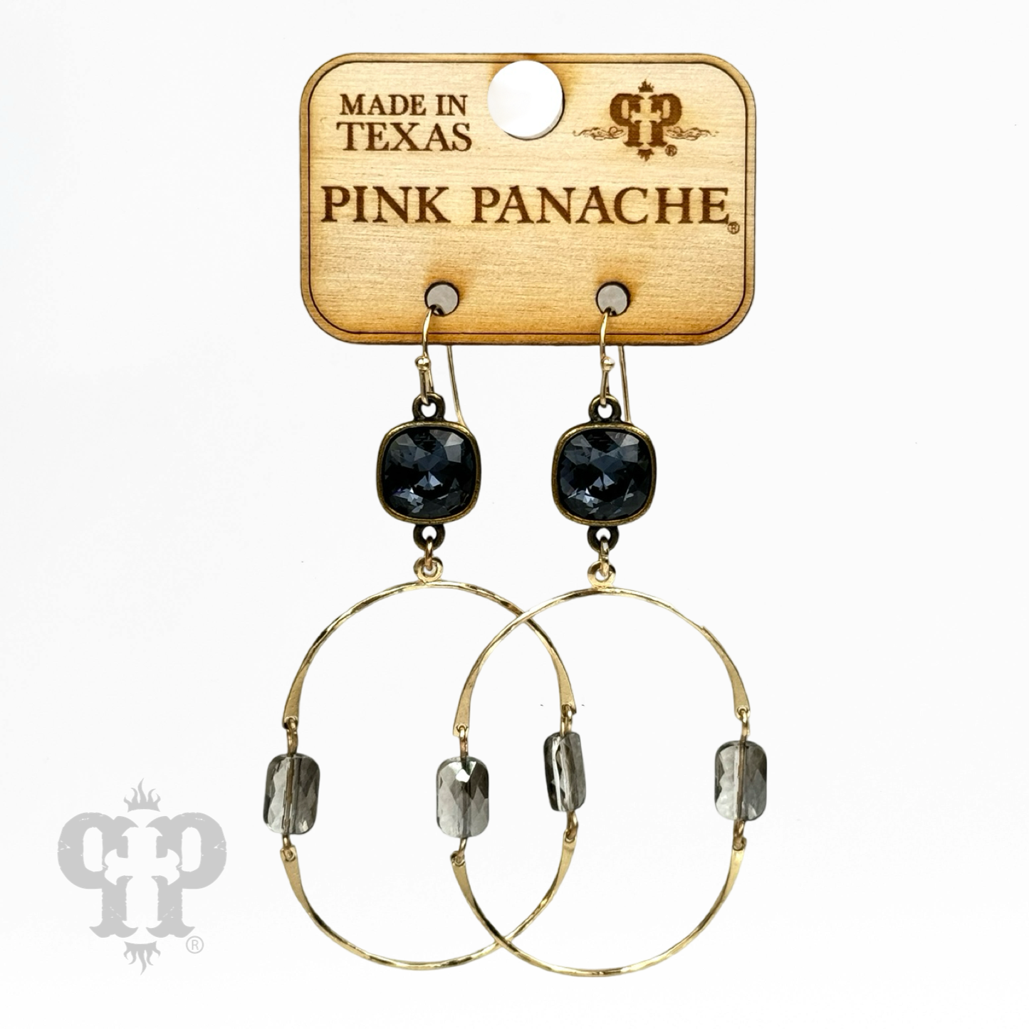 Hinged oval earring, Austrian crystal