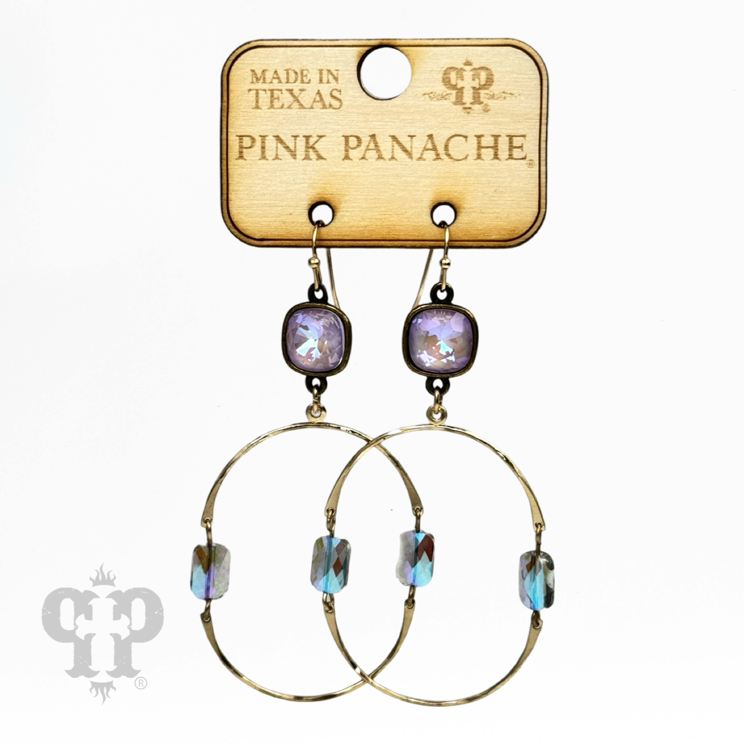 Hinged oval earring, Austrian crystal