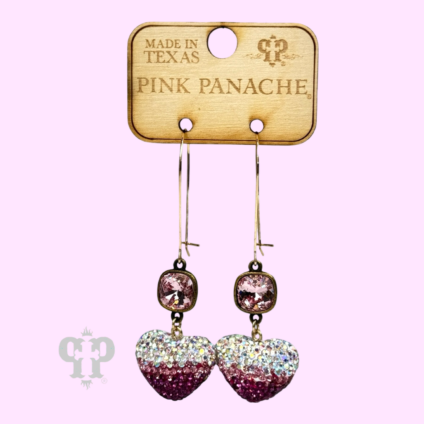Pave rhinestone heart earring, Austrian crystal