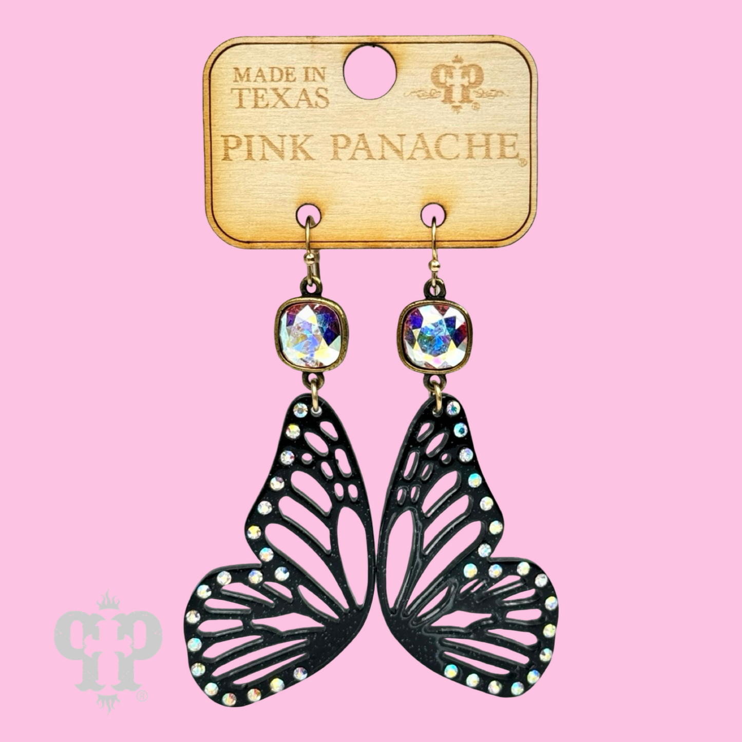 Butterfly wing earring, Austrian crystal