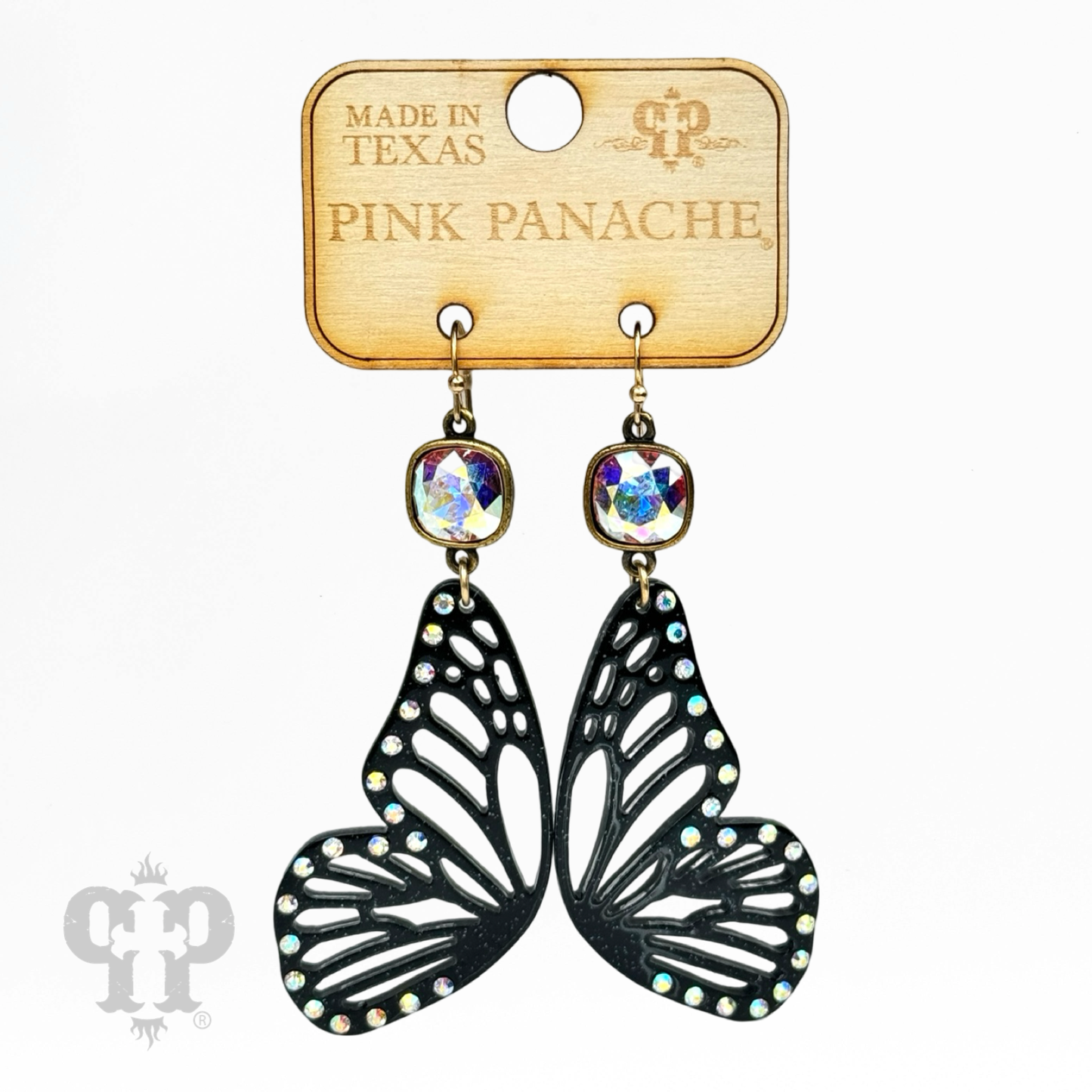 Butterfly wing earring, Austrian crystal