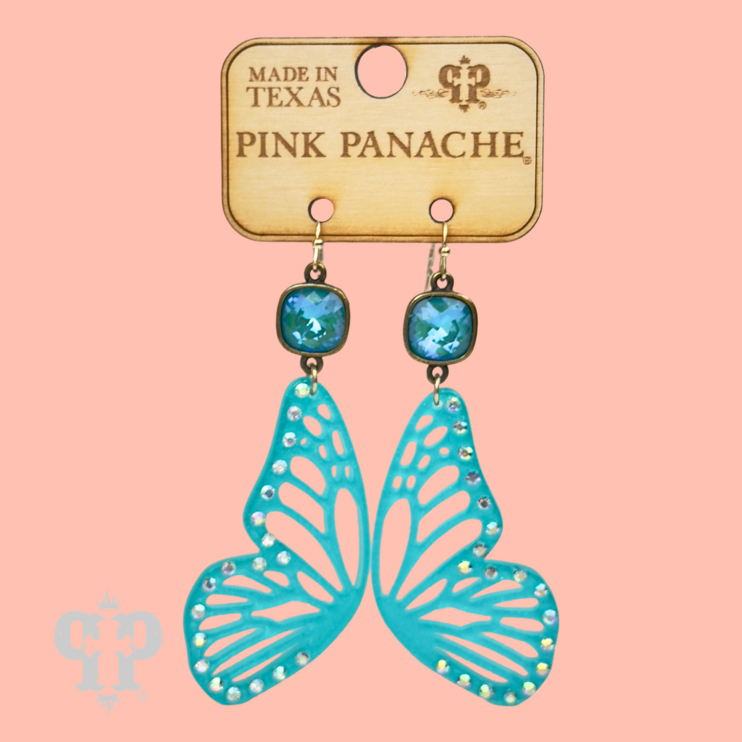 Butterfly wing earring, Austrian crystal