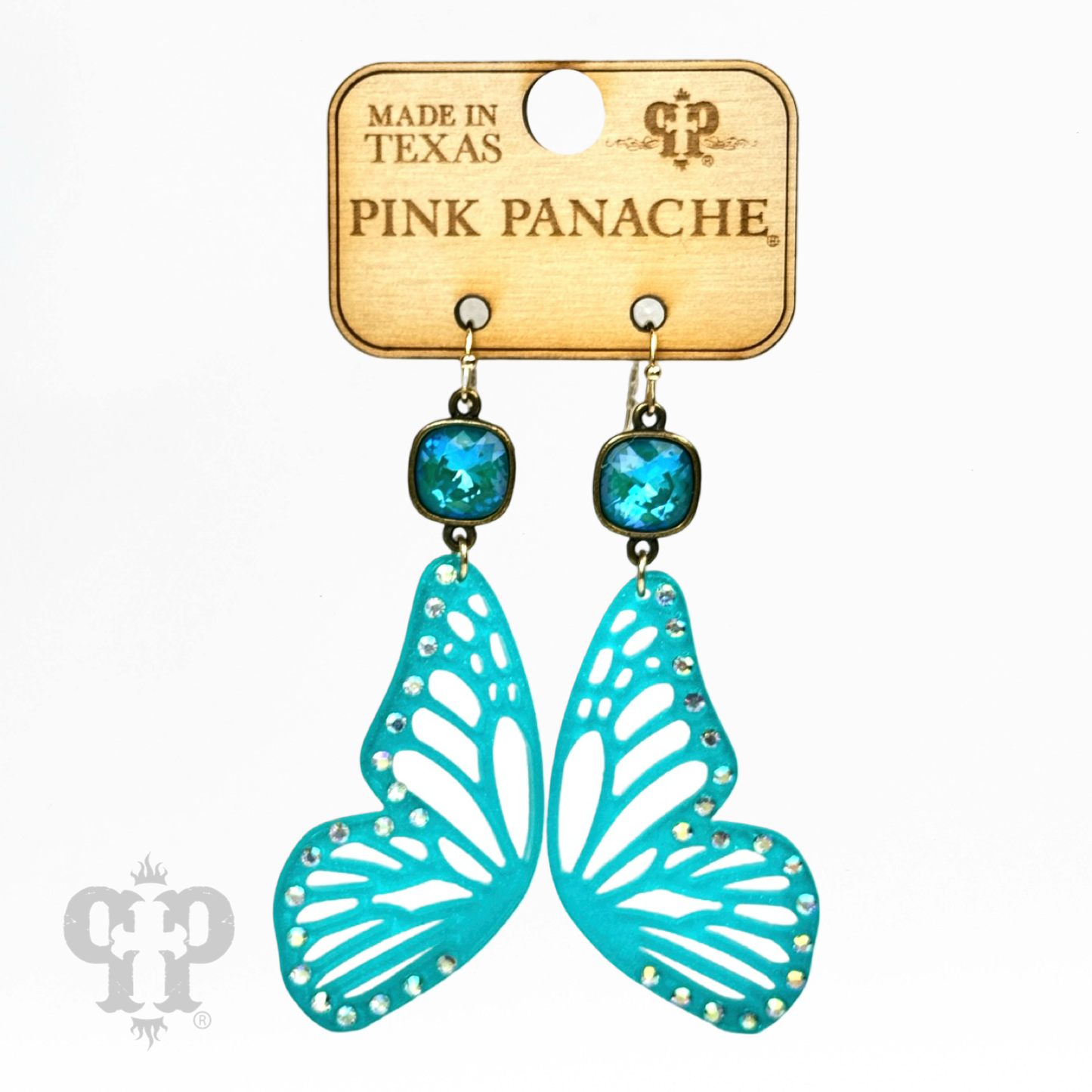 Butterfly wing earring, Austrian crystal