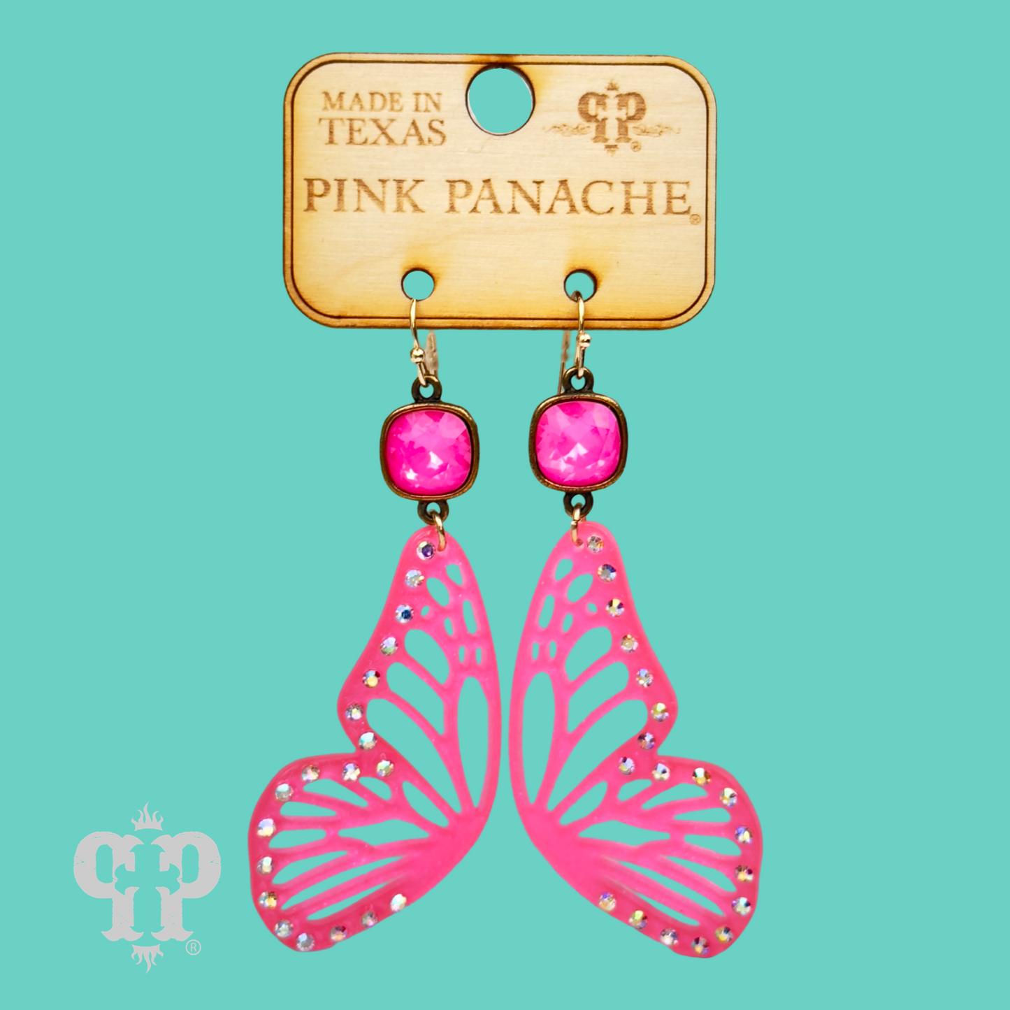Butterfly wing earring, Austrian crystal