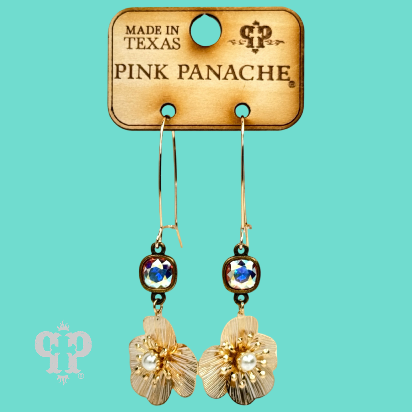 Flower charm earring, Austrian crystal