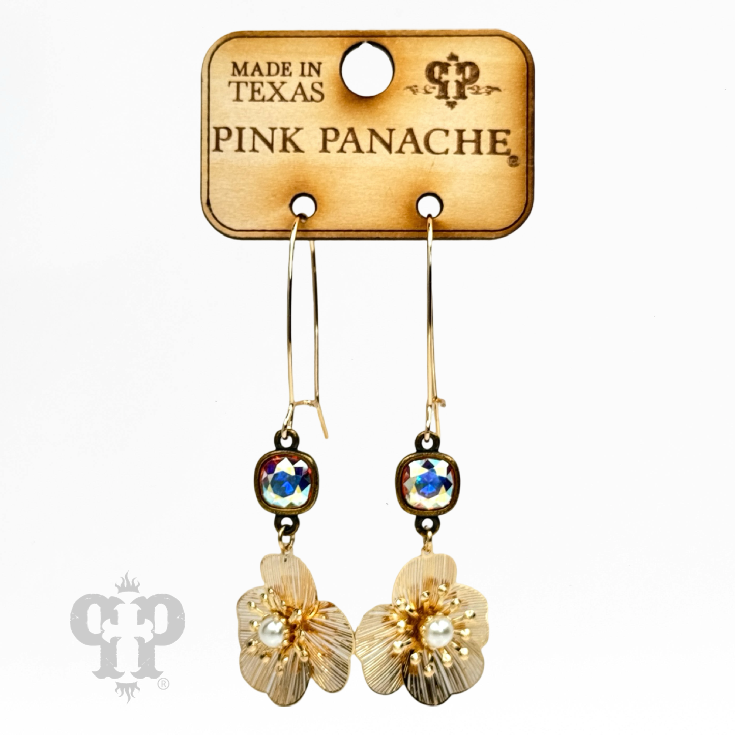Flower charm earring, Austrian crystal