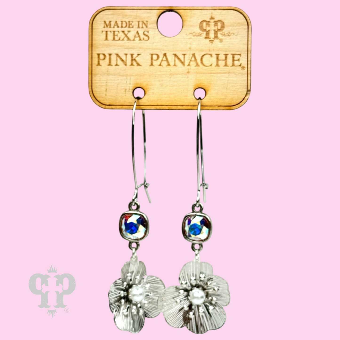 Flower charm earring, Austrian crystal