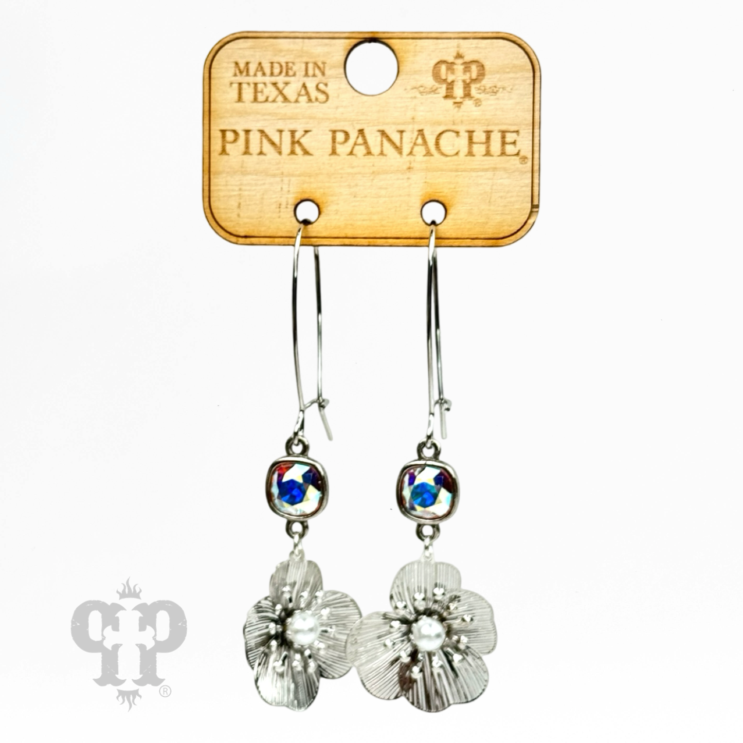 Flower charm earring, Austrian crystal