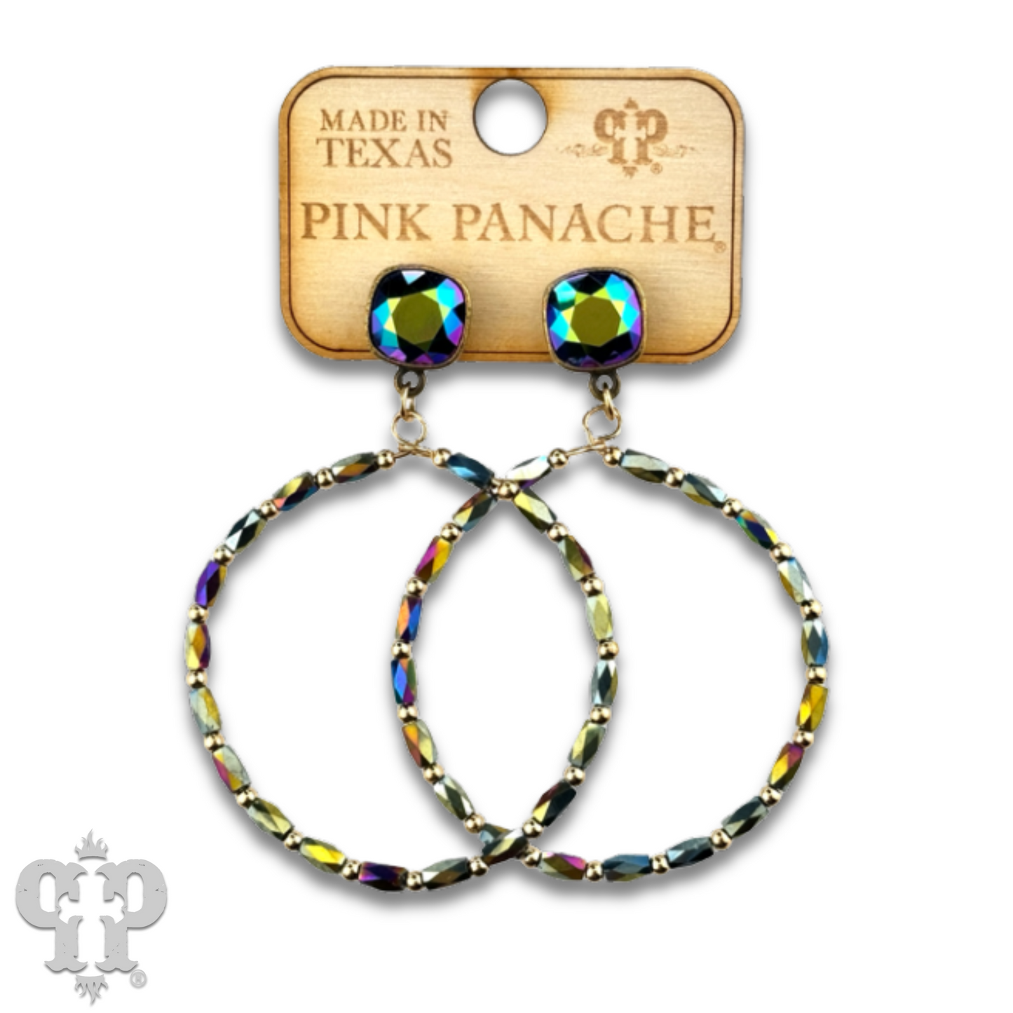 Rice bead circle earring with Austrian crystal