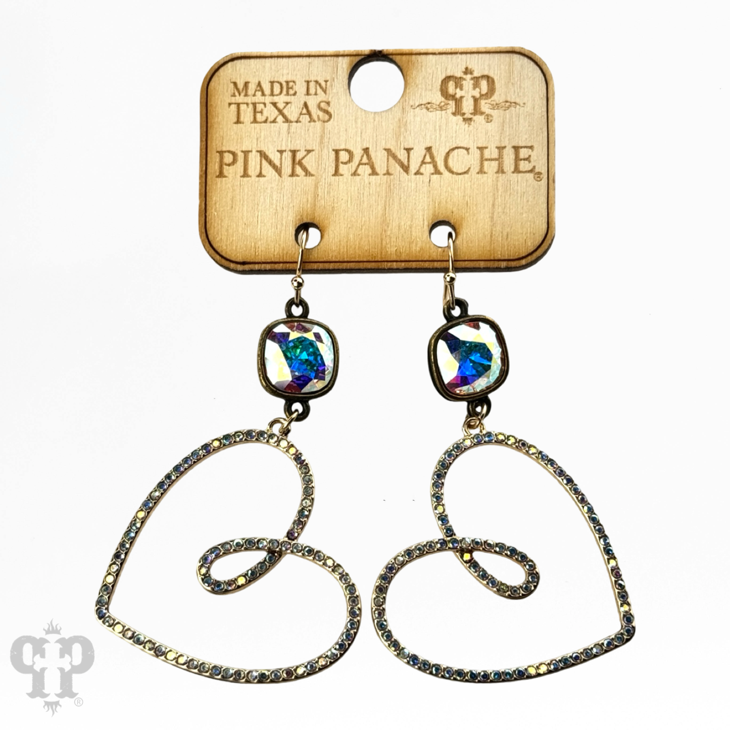 Pave rhinestone heart earring, Austrian crystal