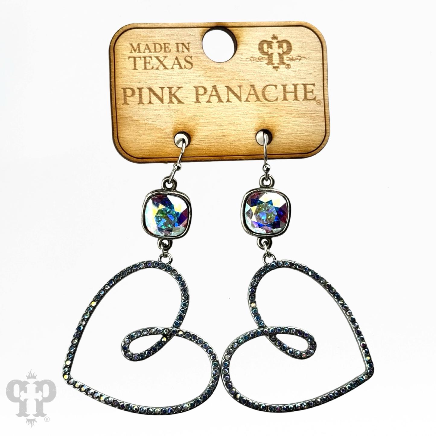 Pave rhinestone heart earring, Austrian crystal