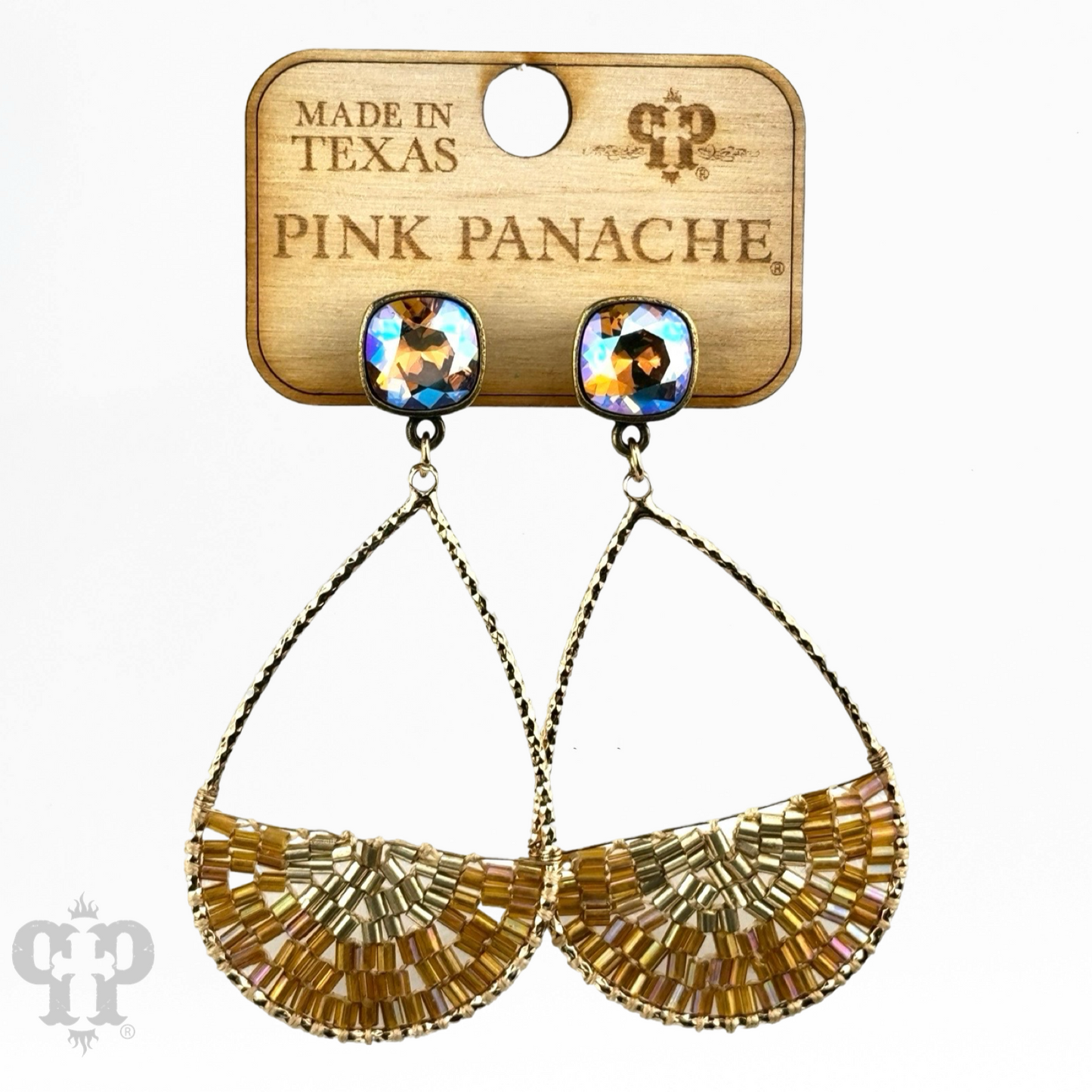 Iridescent bead teardrop earring, Austrian crystal
