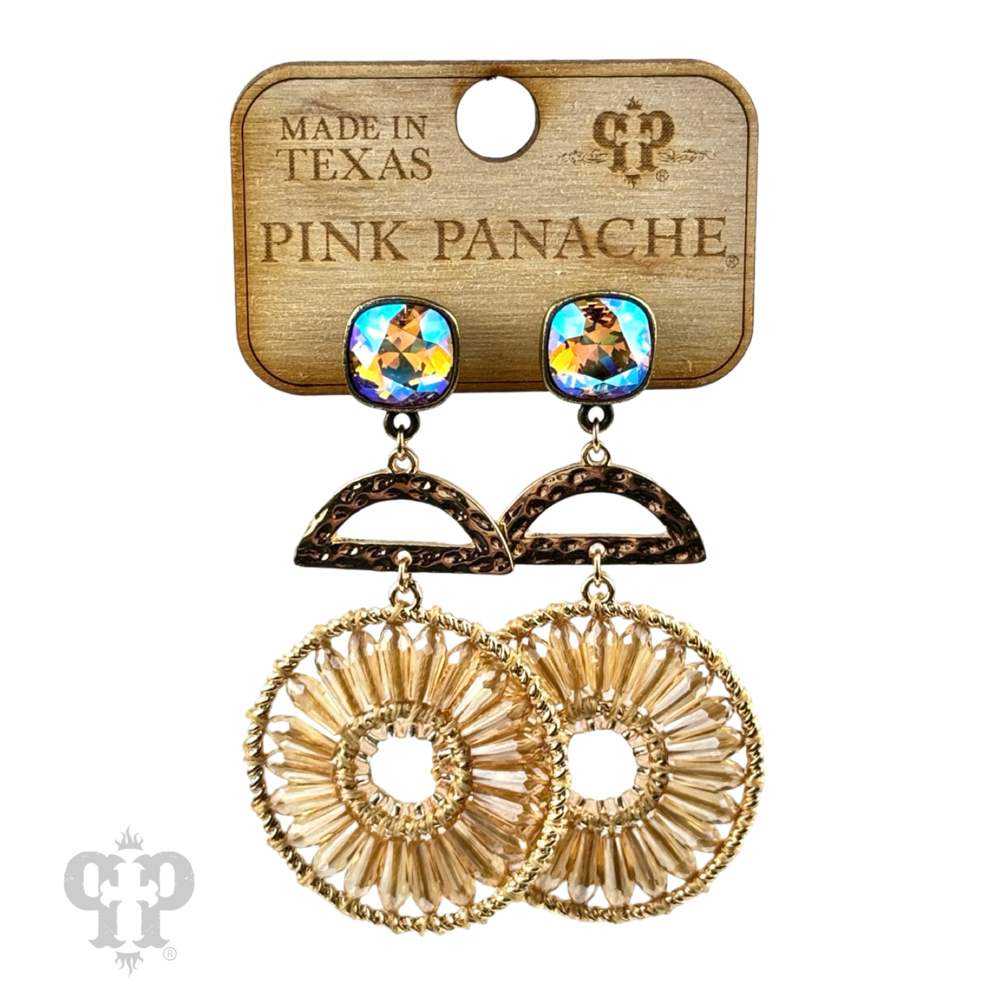 Modern circle earring, Austrian crystal