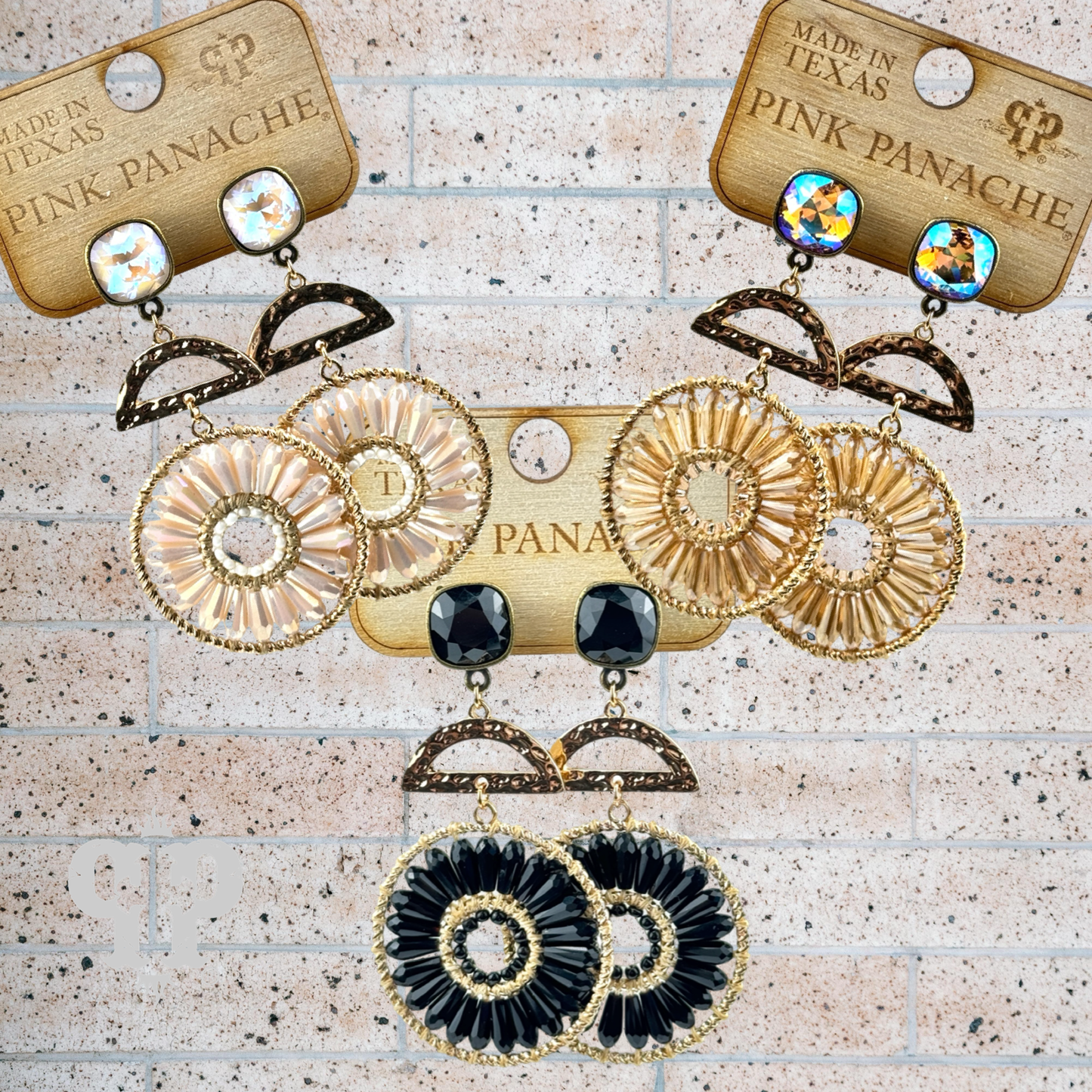 Modern circle earring, Austrian crystal