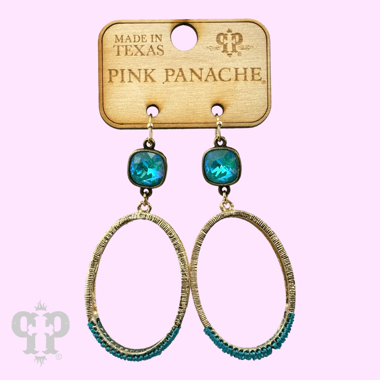 Double side oval earring, Austrian crystal