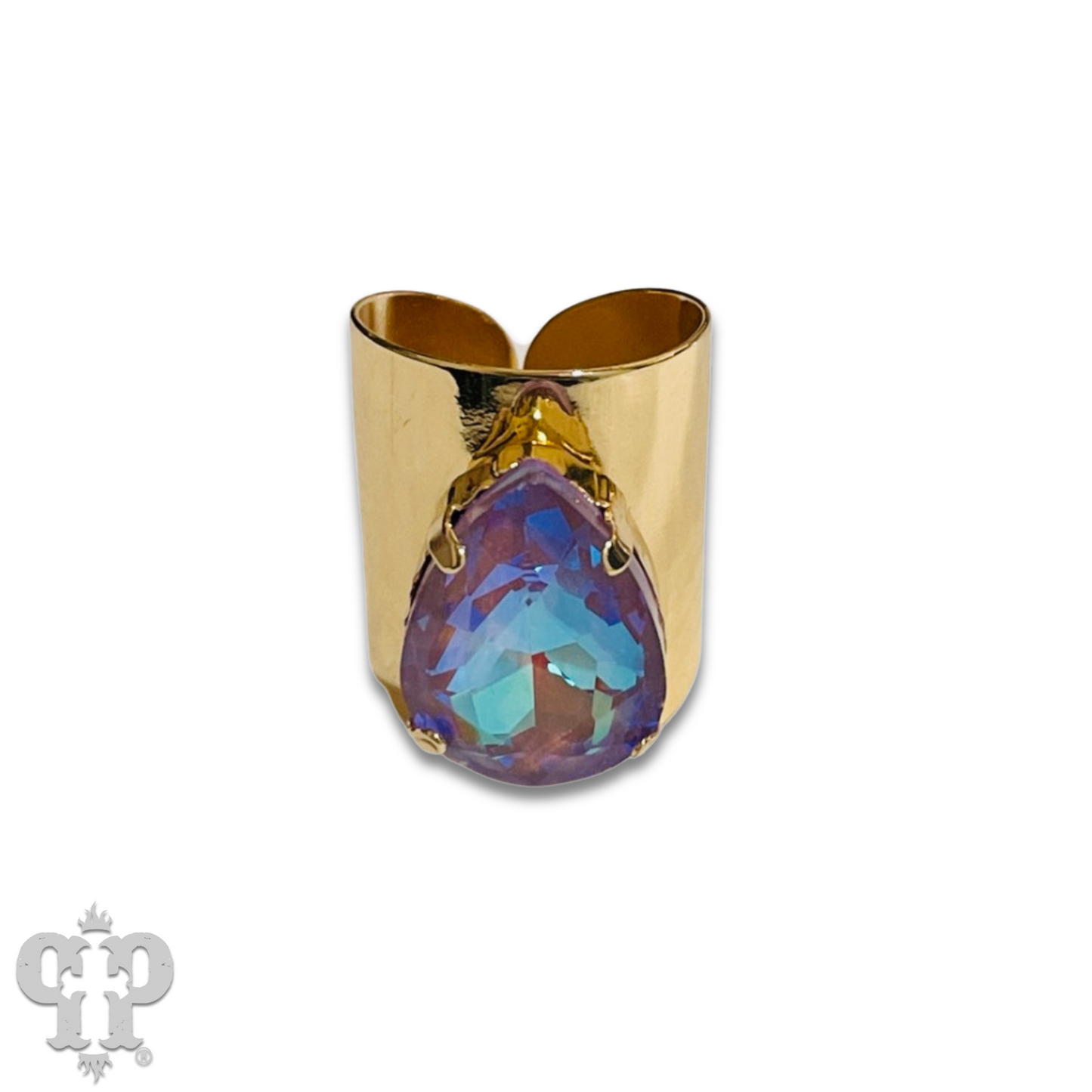 Rhinestone teardrop adjustable base ring