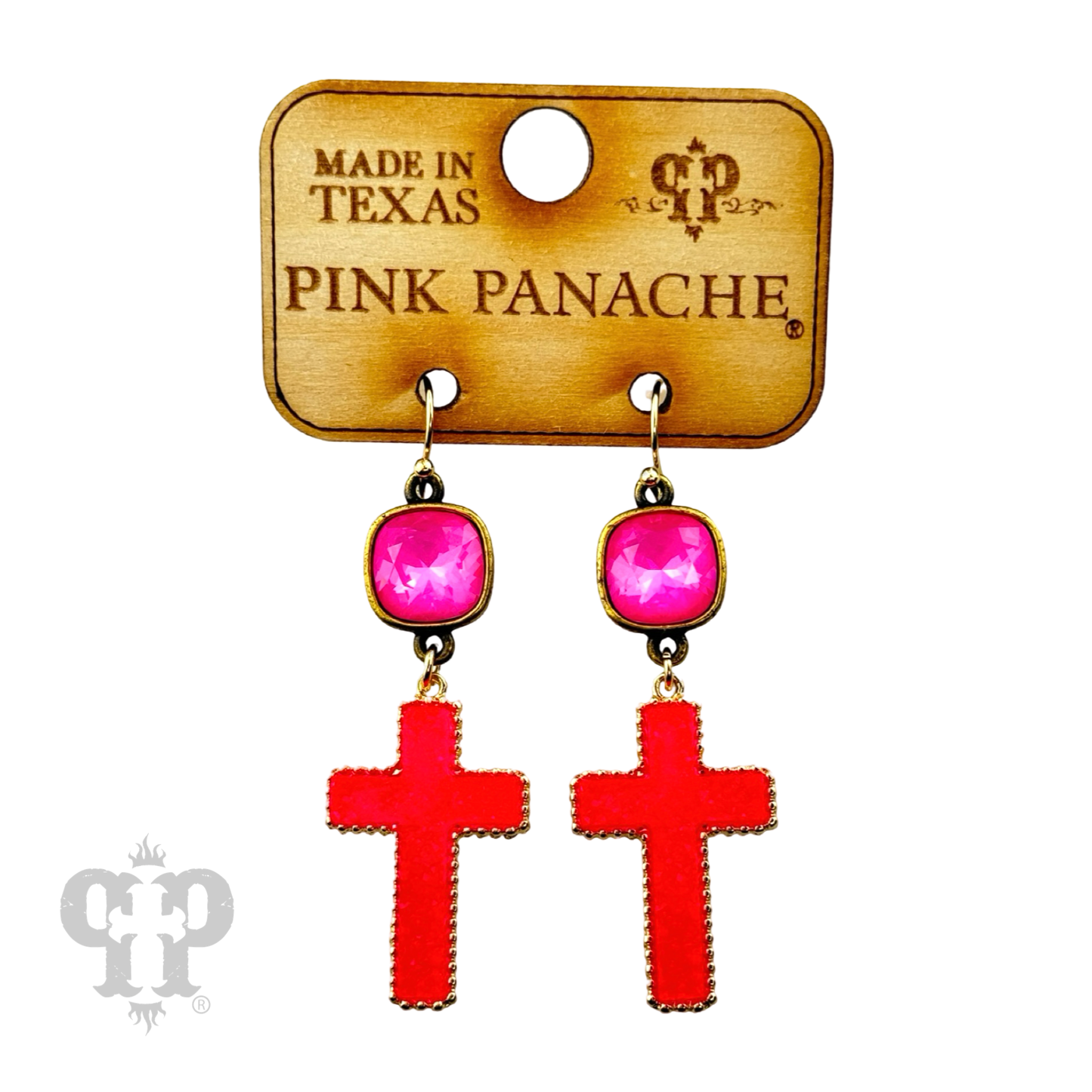 Neon cross earring, Austrian crystal