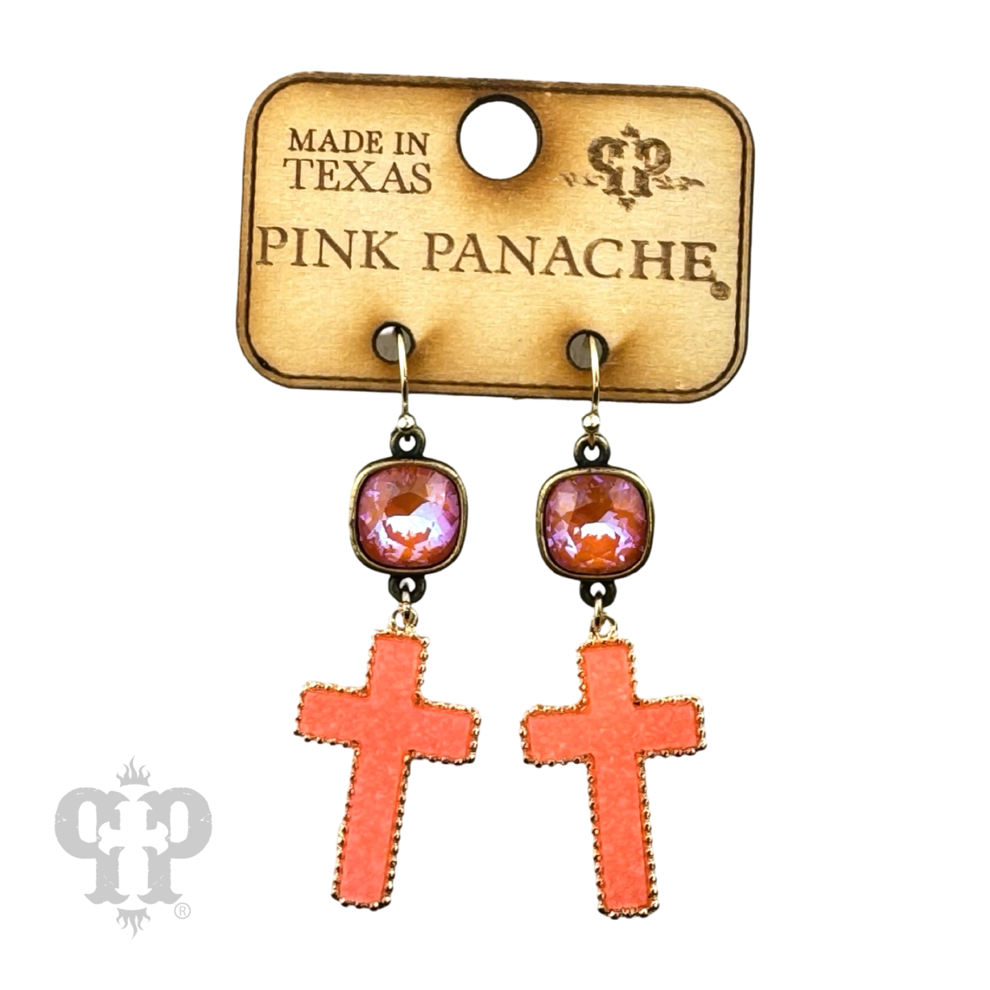 Neon cross earring, Austrian crystal