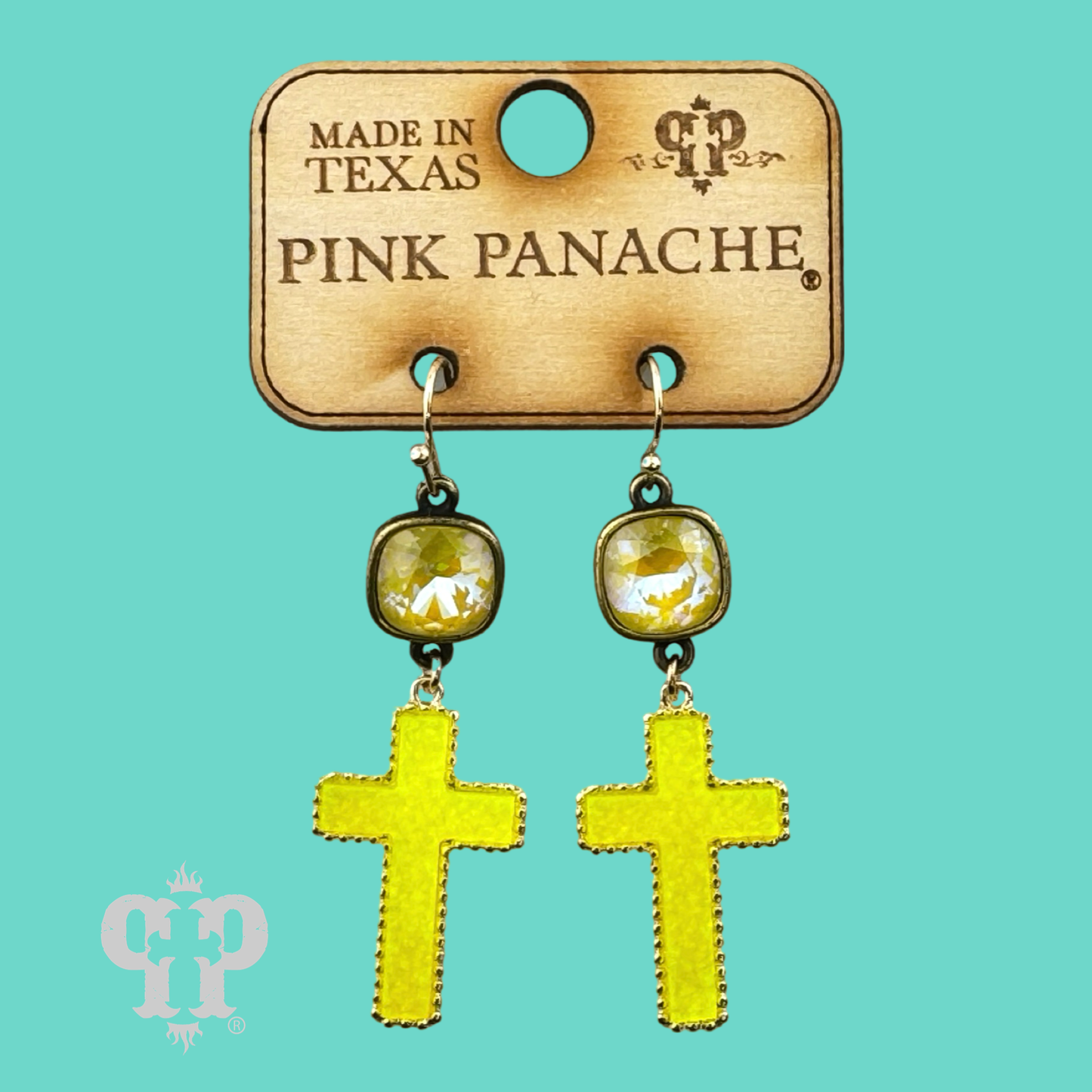 Neon cross earring, Austrian crystal