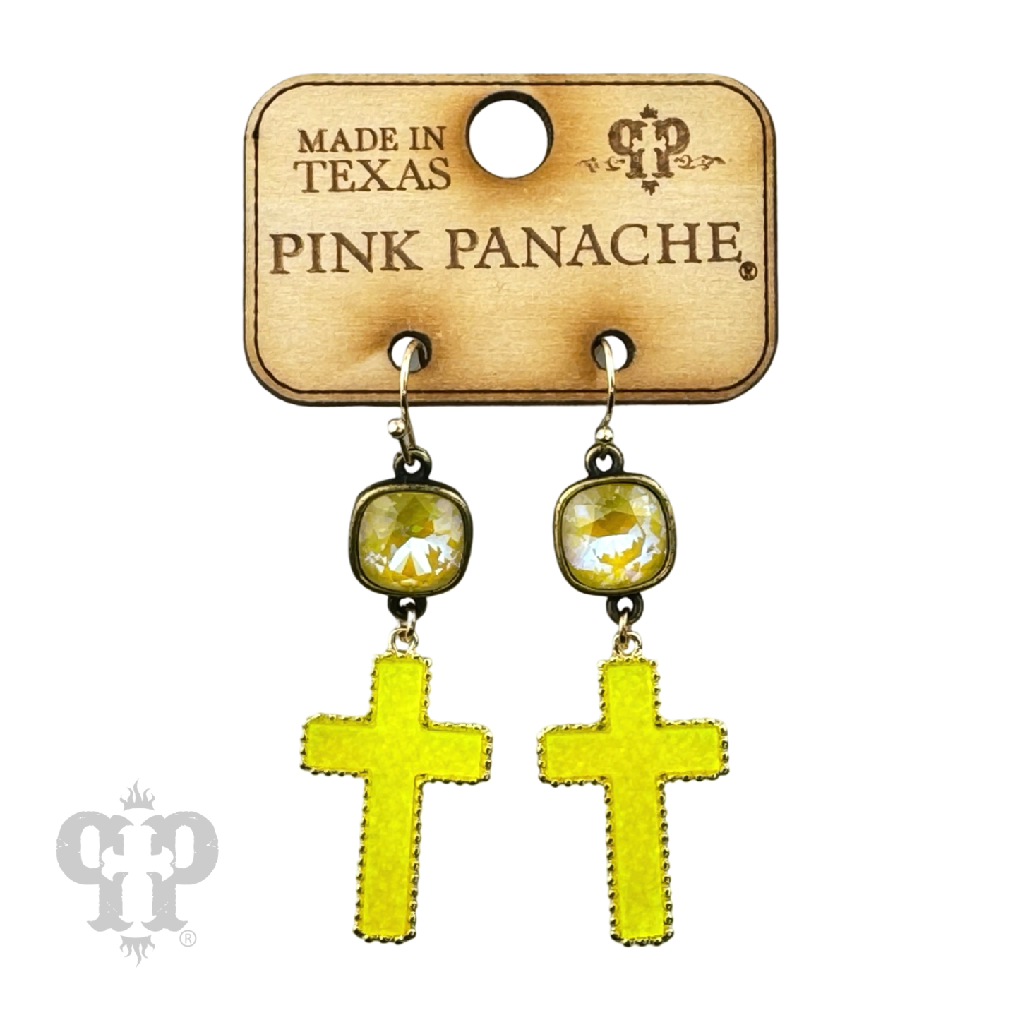 Neon cross earring, Austrian crystal