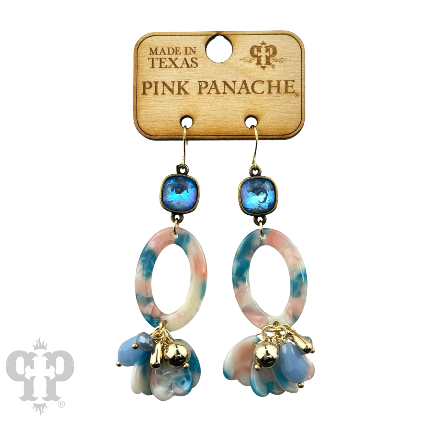 Swirl design oval earring with Austrian crystal