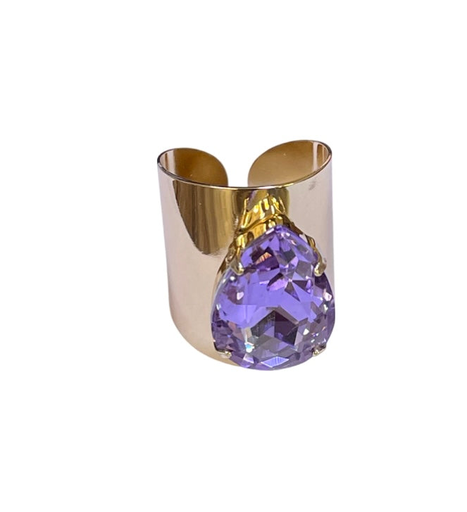 Rhinestone teardrop adjustable base ring