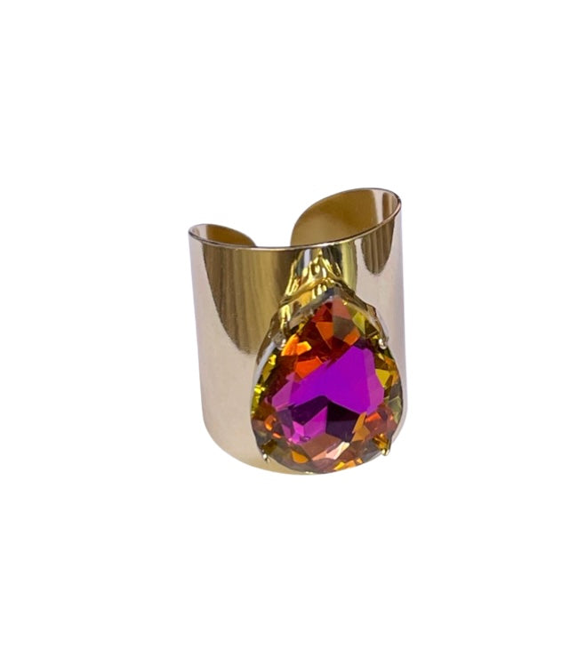 Rhinestone teardrop adjustable base ring