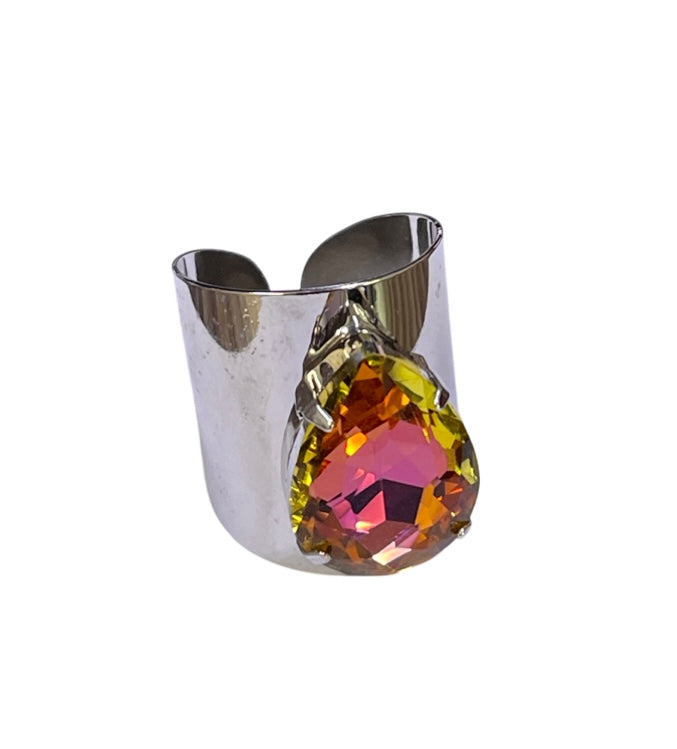 Rhinestone teardrop adjustable base ring